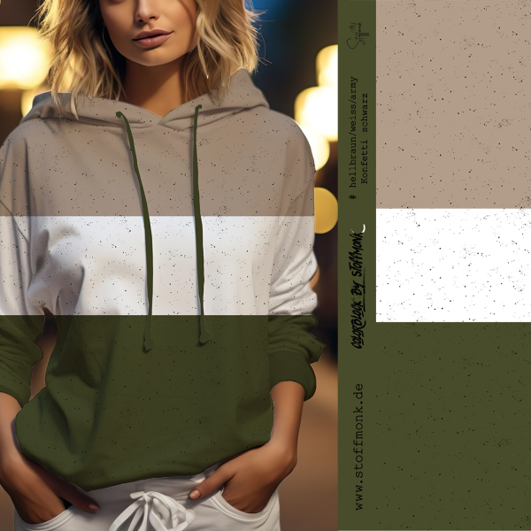 Panel BIO FT  " Colorblock - #hellbraun/weiss/army " Konfetti SCHWARZ